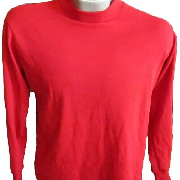 MOCK TURTLENECK SINGLE STITCH XL Vintage 1990's Men's Tee XL RED LS T-shirt USA - Picture 1 of 5